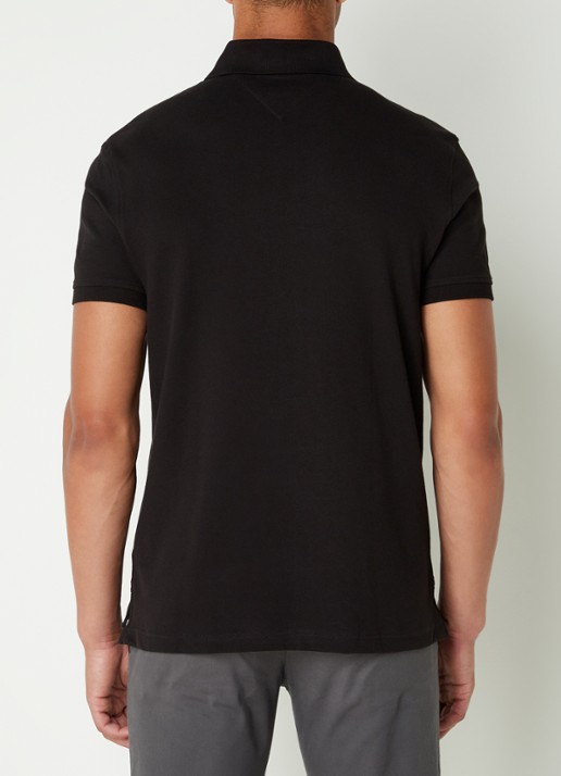 Tommy Hilfiger Core regular fit polo van piqué katoen met logoborduring - achterkant 4 black-bds / zwart