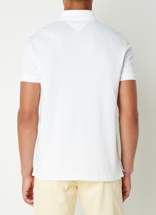 Tommy Hilfiger Core regular fit polo van piqué katoen met logoborduring - achterkant white-ybr / wit