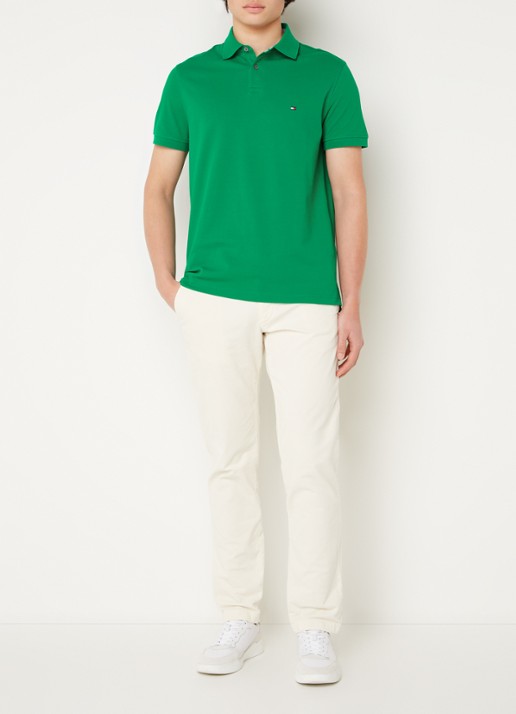 Tommy Hilfiger Core regular fit polo van piqué katoen met logoborduring - voorkant 4 olympic green-l4b / groen
