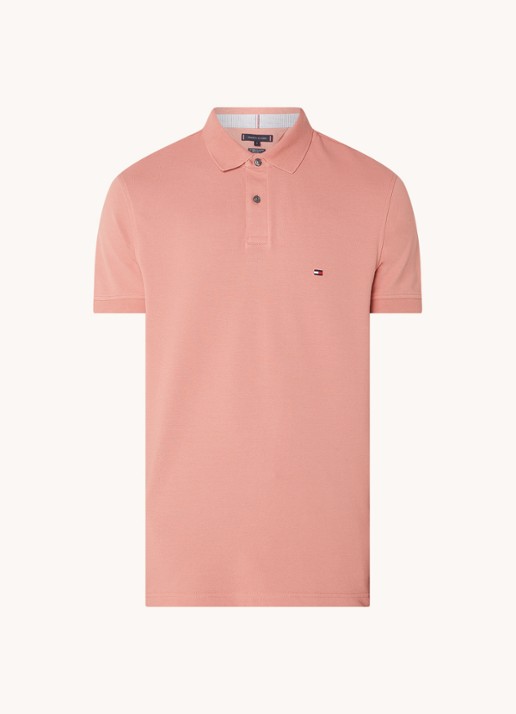 Tommy Hilfiger Core regular fit polo van piqué katoen met logoborduring - voorkant teaberry blossom / roze