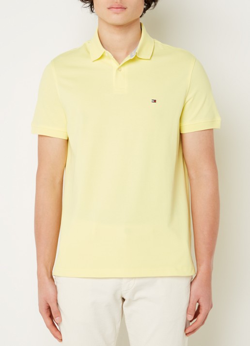 Tommy Hilfiger Core regular fit polo van piqué katoen met logoborduring - detail 3 yellow tulip / geel