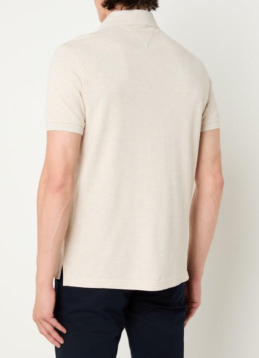 Tommy Hilfiger Core regular fit polo van piqué katoen met logoborduring - achterkant heathered oatmilk-hcx / beige
