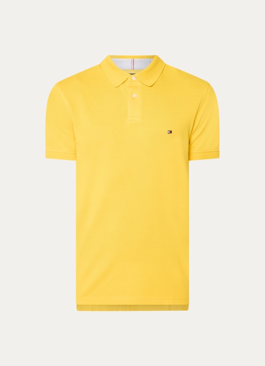 Tommy Hilfiger Core regular fit polo van piqué katoen met logoborduring - voorkant 2 primary yellow / geel