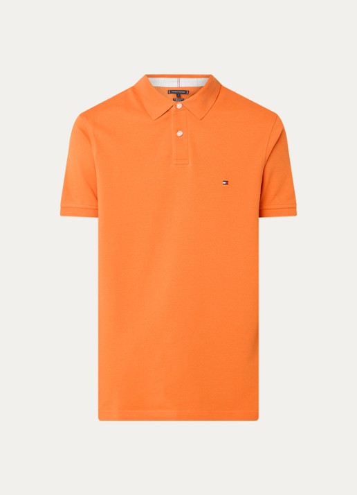 Tommy Hilfiger Core regular fit polo van piqué katoen met logoborduring - voorkant 6 bonfire orange-sfq / oranje
