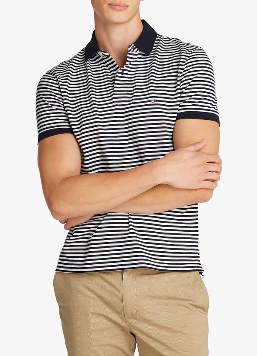 Tommy Hilfiger Core regular fit polo van piqué katoen met logoborduring - detail 4 desert sky / white-0a4