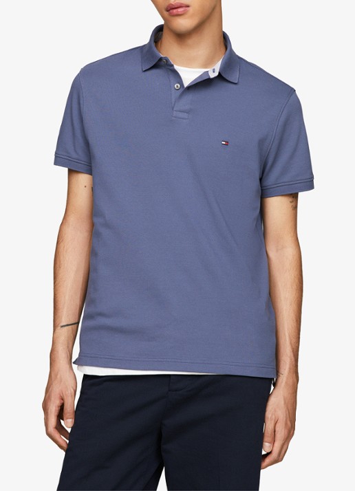 Tommy Hilfiger Core regular fit polo van piqué katoen met logoborduring - detail 3 faded indigo-c9t / blauw