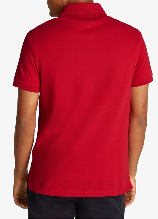 Tommy Hilfiger Core regular fit polo van piqué katoen met logoborduring - achterkant 2 primary red-xlg / rood