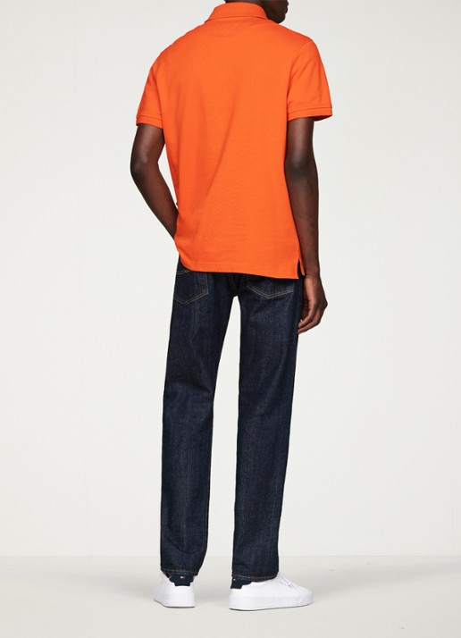 Tommy Hilfiger Core regular fit polo van piqué katoen met logoborduring - achterkant 2 bonfire orange-sfq / oranje