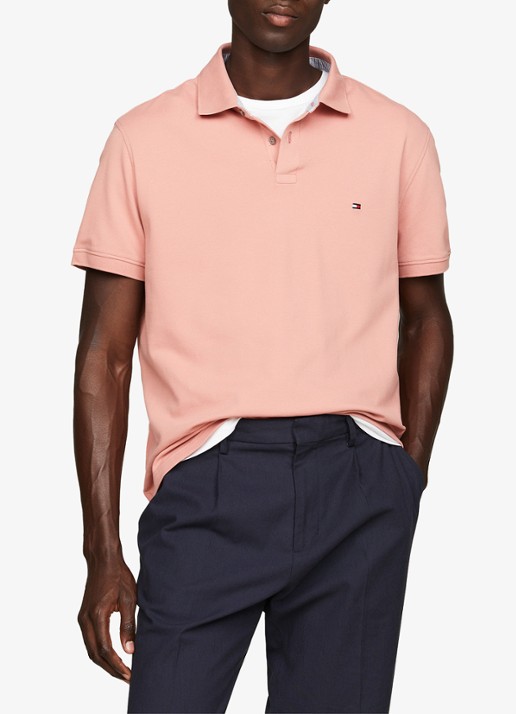 Tommy Hilfiger Core regular fit polo van piqué katoen met logoborduring - voorkant 3 teaberry blossom / roze