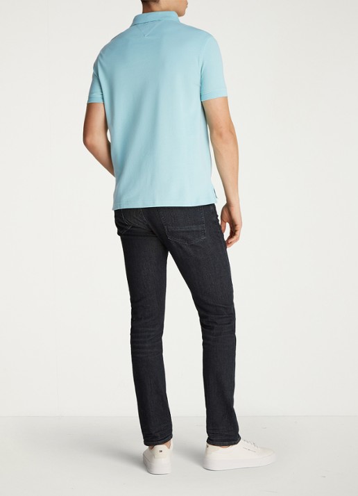 Tommy Hilfiger Core regular fit polo van piqué katoen met logoborduring - achterkant 3 tradewinds aqua / blauw