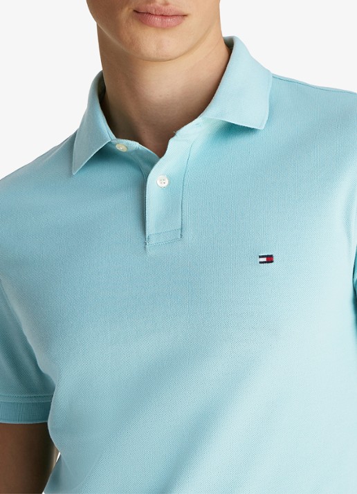 Tommy Hilfiger Core regular fit polo van piqué katoen met logoborduring - detail 5 tradewinds aqua / blauw