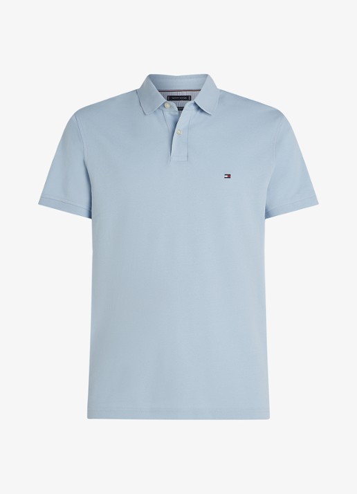 Tommy Hilfiger Core regular fit polo van piqué katoen met logoborduring - voorkant 6 sky blue-c1o / lichtblauw
