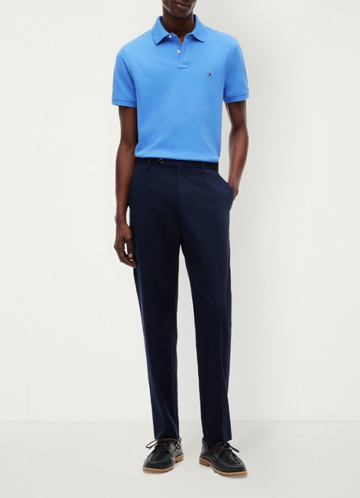 Tommy Hilfiger Core regular fit polo van piqué katoen met logoborduring - voorkant 3 blue spell / blauw