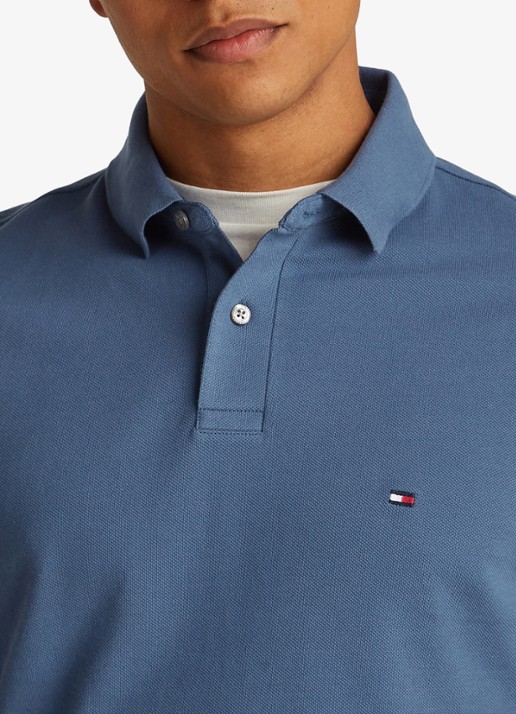 Tommy Hilfiger Core regular fit polo van piqué katoen met logoborduring - detail 3 aegean sea-dbz / blauw