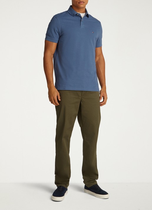 Tommy Hilfiger Core regular fit polo van piqué katoen met logoborduring - voorkant 5 aegean sea-dbz / blauw