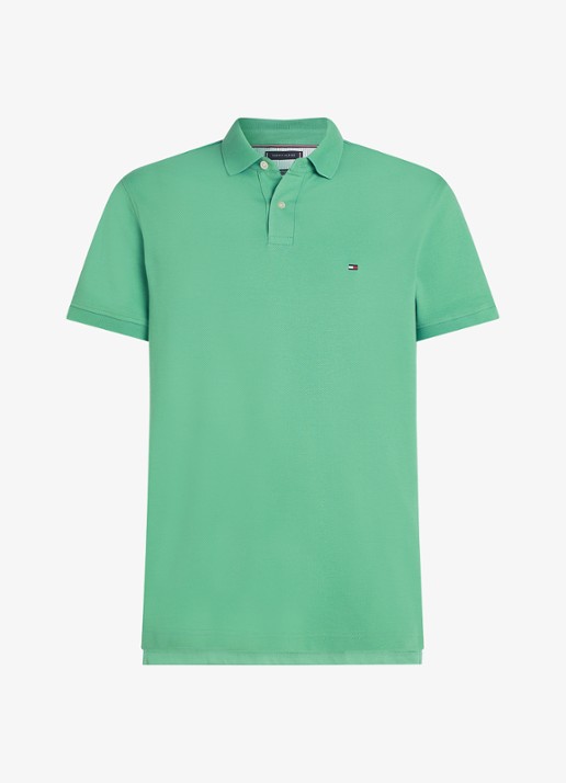 Tommy Hilfiger Core regular fit polo van piqué katoen met logoborduring - voorkant 2 fort green / groen
