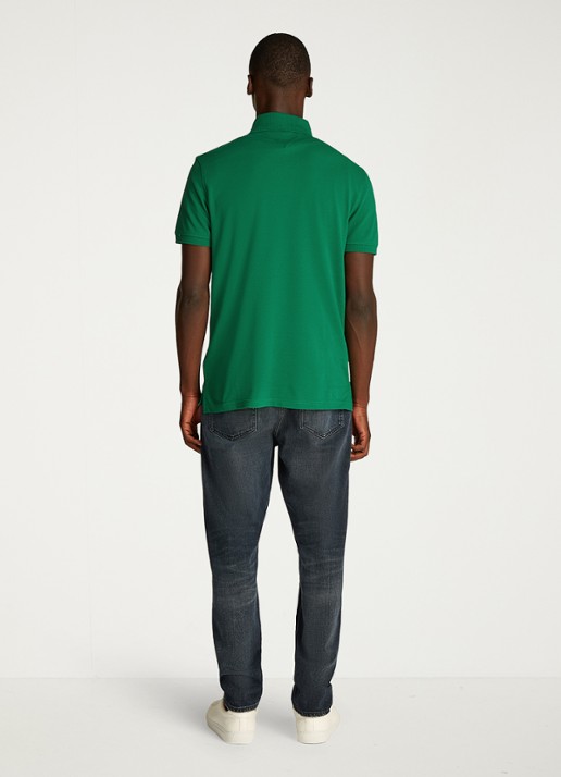 Tommy Hilfiger Core regular fit polo van piqué katoen met logoborduring - achterkant nouveau green-l4f / groen