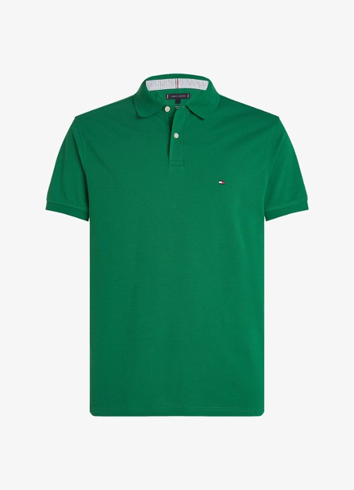 Tommy Hilfiger Core regular fit polo van piqué katoen met logoborduring - voorkant 2 nouveau green-l4f / groen
