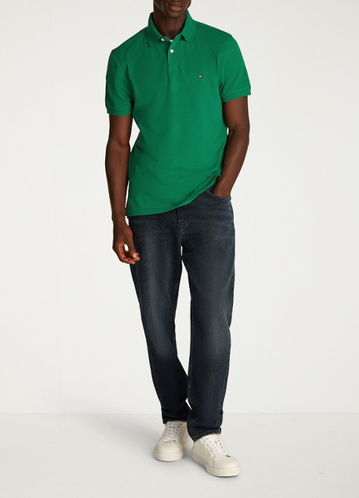 Tommy Hilfiger Core regular fit polo van piqué katoen met logoborduring - voorkant 3 nouveau green-l4f / groen