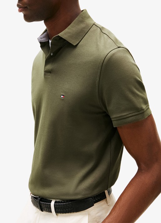 Tommy Hilfiger Core regular fit polo van piqué katoen met logoborduring - detail 4 platinum olive-rbn / groen