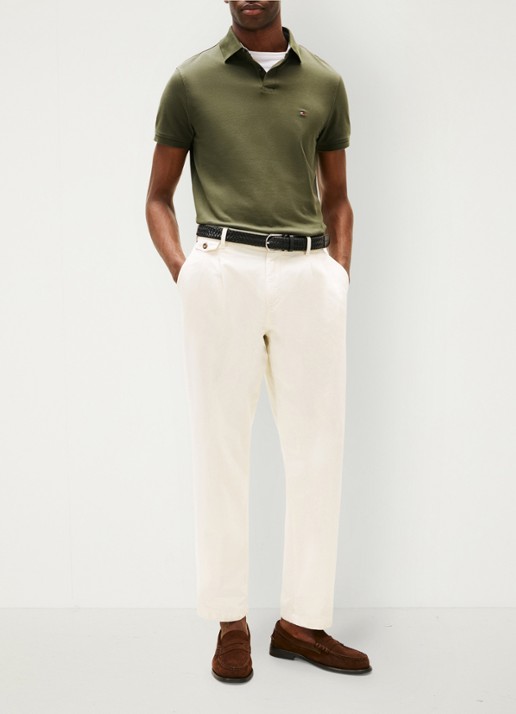 Tommy Hilfiger Core regular fit polo van piqué katoen met logoborduring - voorkant 2 platinum olive-rbn / groen