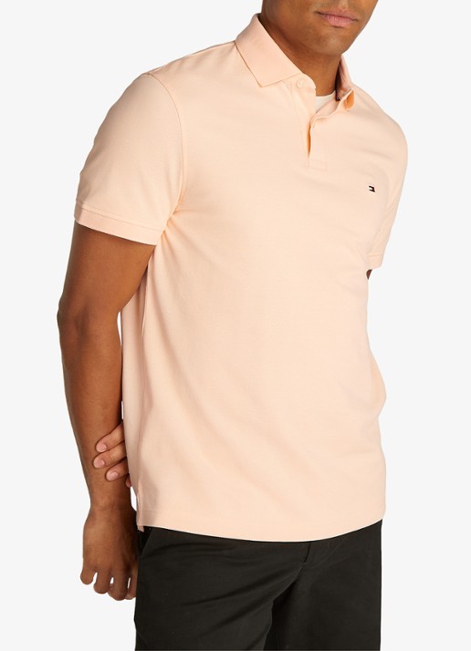 Tommy Hilfiger Core regular fit polo van piqué katoen met logoborduring - detail 3 whipped papaya-tma / beige