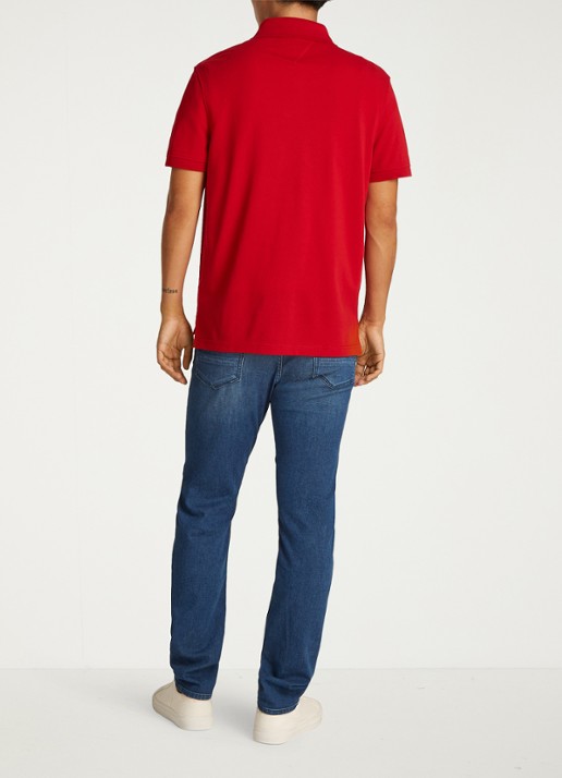Tommy Hilfiger Core regular fit polo van piqué katoen met logoborduring - achterkant medium red-xld / rood