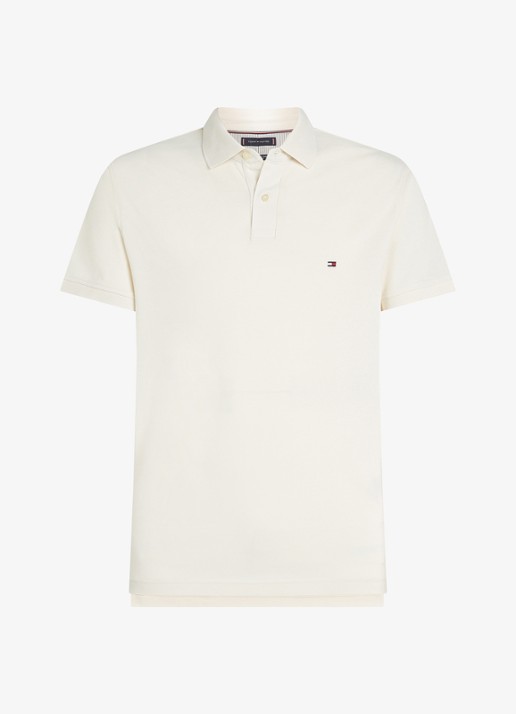 Tommy Hilfiger Core regular fit polo van piqué katoen met logoborduring - voorkant ivory petal-z00 / wit