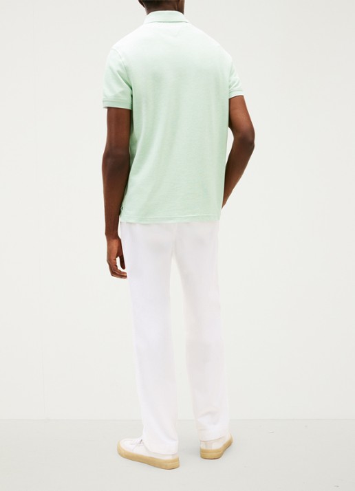 Tommy Hilfiger Core regular fit polo van piqué katoen met logoborduring - achterkant mint gel heather-m16 / groen