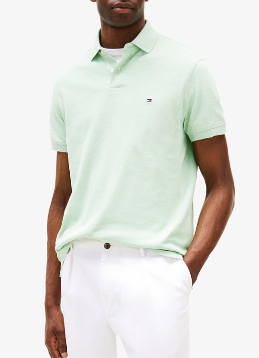 Tommy Hilfiger Core regular fit polo van piqué katoen met logoborduring - detail 2 mint gel heather-m16 / groen