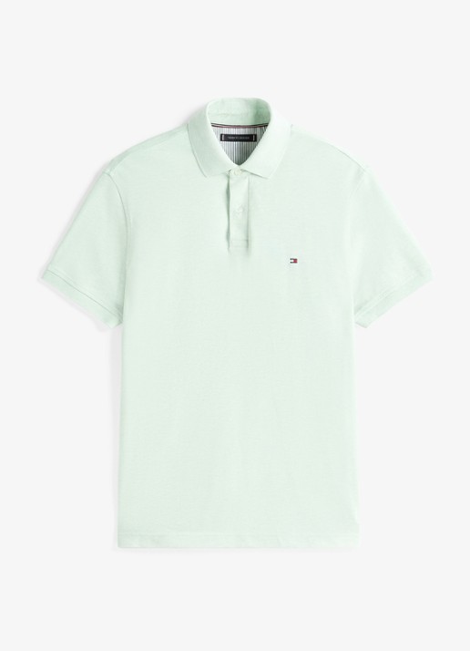 Tommy Hilfiger Core regular fit polo van piqué katoen met logoborduring - voorkant 3 mint gel heather-m16 / groen