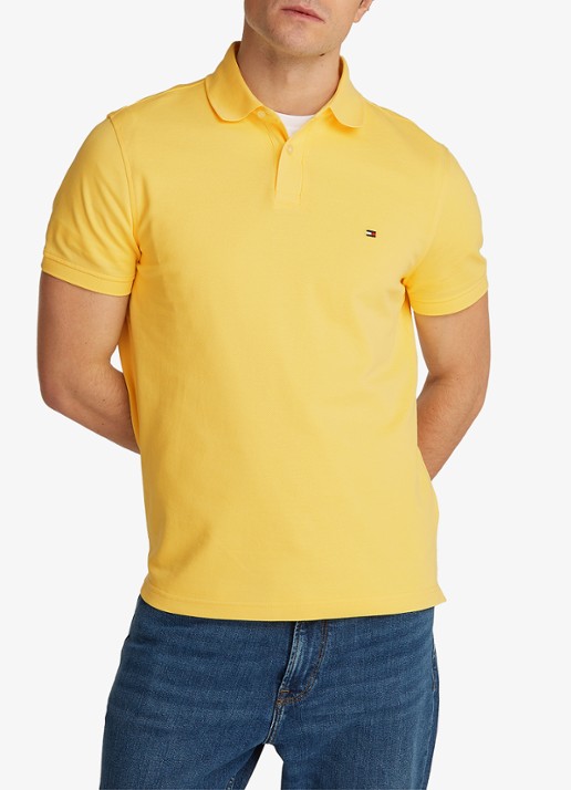 Tommy Hilfiger Core regular fit polo van piqué katoen met logoborduring - detail 4 citronella / geel