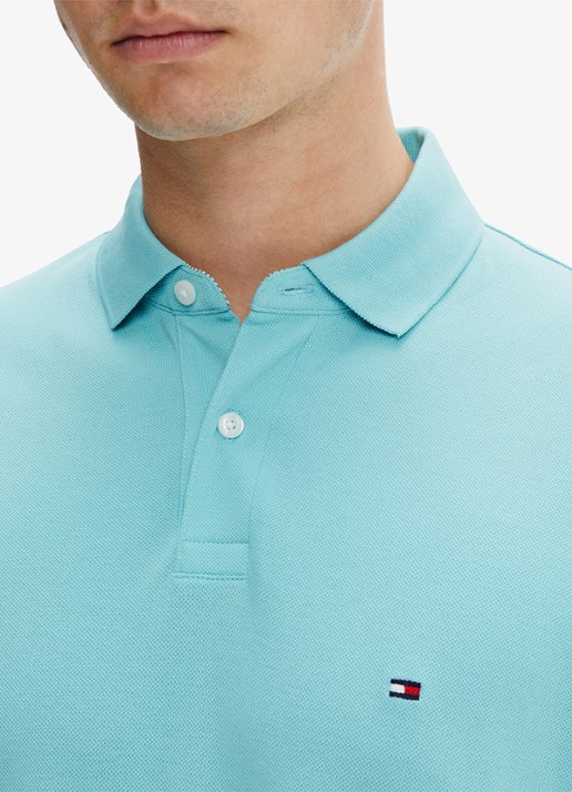 Tommy Hilfiger Core regular fit polo van piqué katoen met logoborduring - detail 2 arctic aqua-csr / blauw