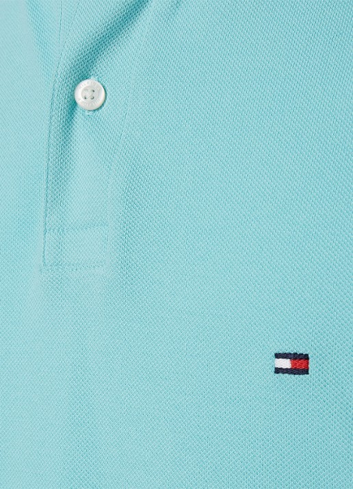 Tommy Hilfiger Core regular fit polo van piqué katoen met logoborduring - detail 4 arctic aqua-csr / blauw