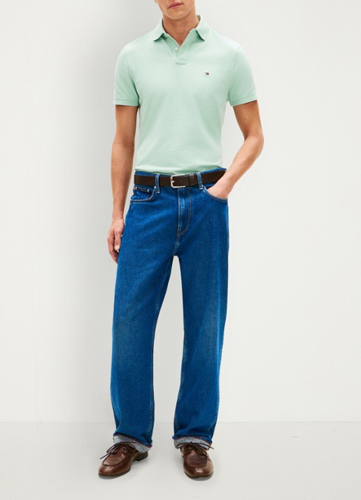Tommy Hilfiger Core regular fit polo van piqué katoen met logoborduring - voorkant 5 crushed mint-mai / groen