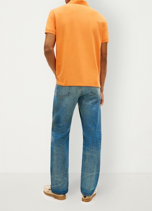 Tommy Hilfiger Core regular fit polo van piqué katoen met logoborduring - achterkant orange tulip