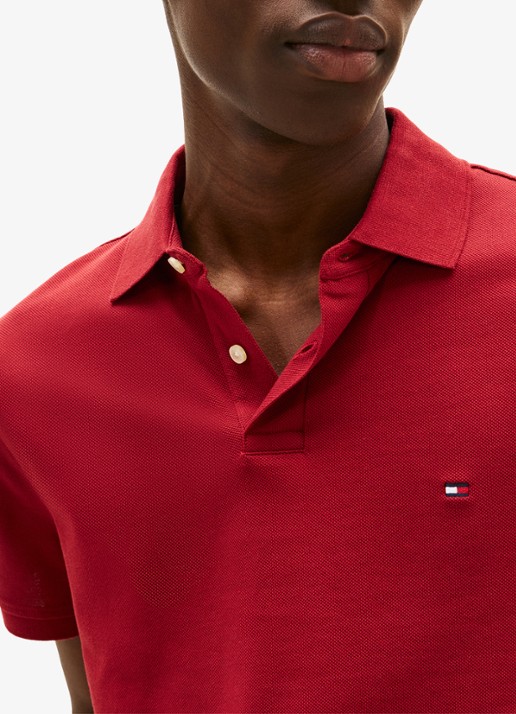 Tommy Hilfiger Core regular fit polo van piqué katoen met logoborduring - detail 2 regatta red-xit / rood