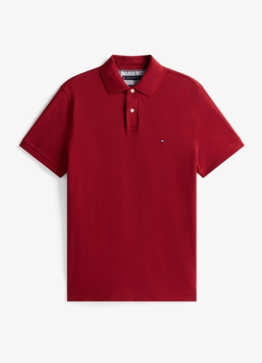 Tommy Hilfiger Core regular fit polo van piqué katoen met logoborduring - voorkant 4 regatta red-xit / rood