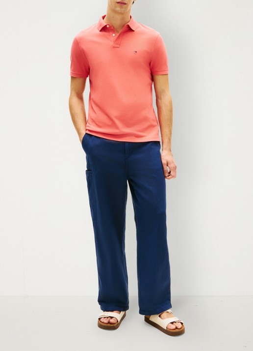 Tommy Hilfiger Core regular fit polo van piqué katoen met logoborduring - voorkant 4 vintage red-xks / rood