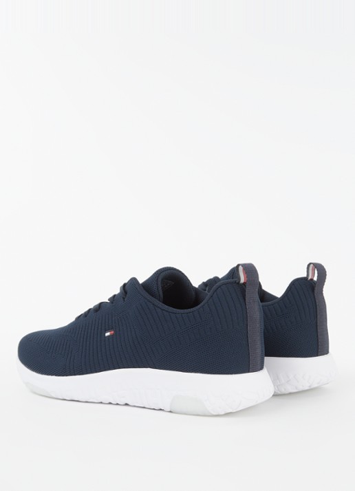 Tommy Hilfiger Corporate Knit sneaker met gebreid bovenwerk - achterkant donkerblauw