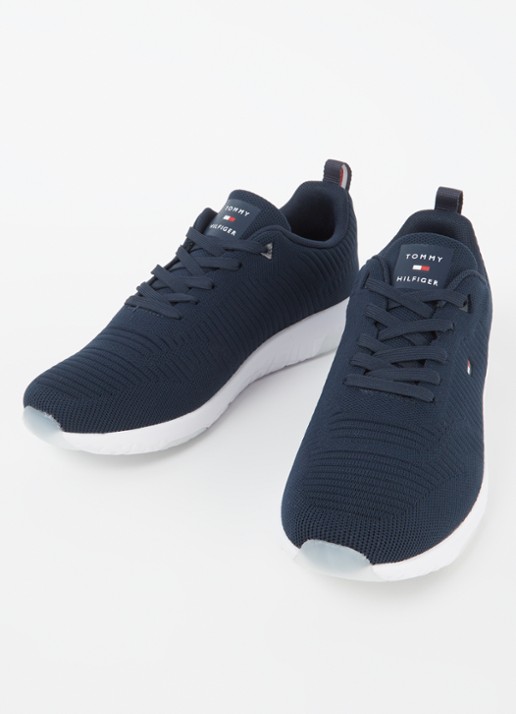 Tommy Hilfiger Corporate Knit sneaker met gebreid bovenwerk - detail 2 donkerblauw