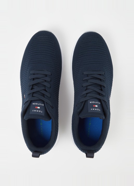 Tommy Hilfiger Corporate Knit sneaker met gebreid bovenwerk - detail 3 donkerblauw