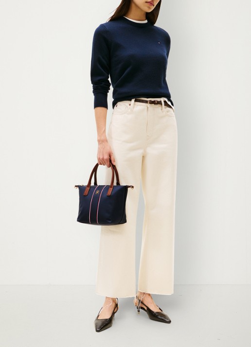 Tommy Hilfiger Corporate tot shopper met logo - voorkant 2 donkerblauw
