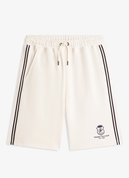 Tommy Hilfiger Country Club loose fit korte broek met logoborduring - voorkant wit