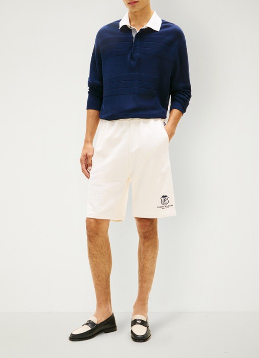 Tommy Hilfiger Country Club loose fit korte broek met logoborduring - voorkant 2 wit