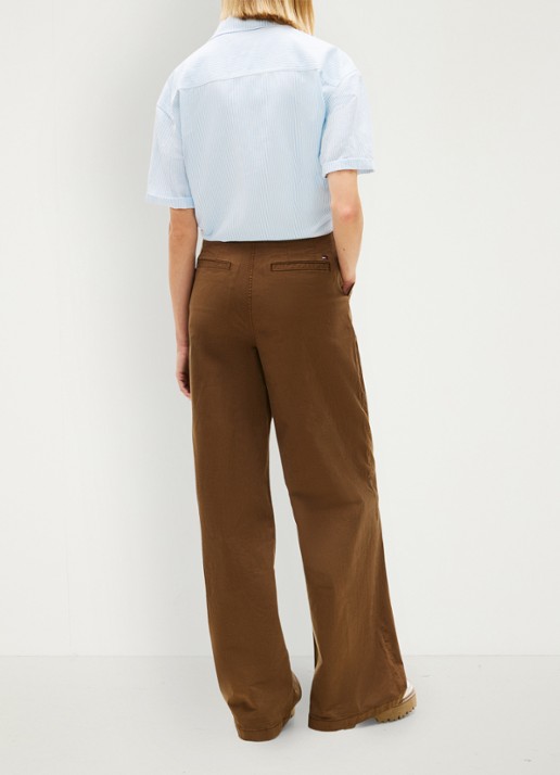 Tommy Hilfiger Cropped blouse in linnenblend met streepprint - achterkant 3 lichtblauw
