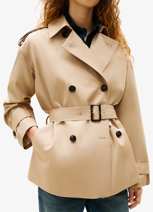 Tommy Hilfiger Cropped double-breasted trenchcoat met ceintuur
