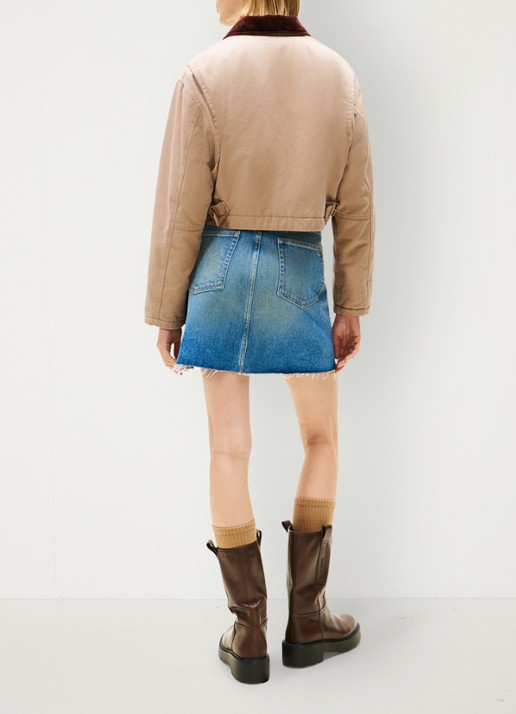 Tommy Hilfiger Cropped jack met borstzak - achterkant beige
