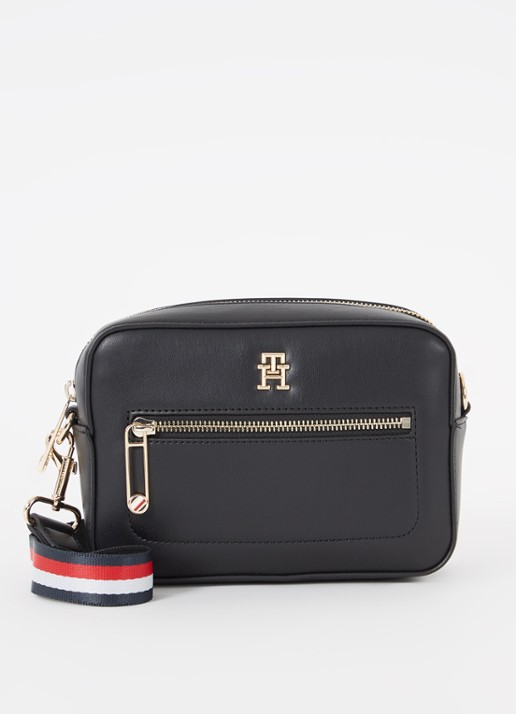 Tommy Hilfiger Crossbodytas met logo - voorkant 3 zwart