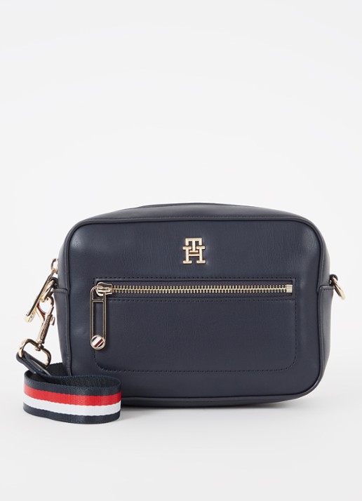 Tommy Hilfiger Crossbodytas met logo - voorkant donkerblauw